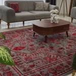 دکور فرش طوسی قرمز خاص طرح درختی