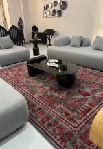 فرش طوسی قرمز خاص طرح درختی تهران اوانگارد