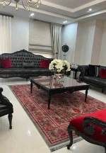 فرش طوسی قرمز خاص طرح درختی پذیرایی
