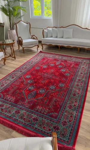 فرش لاکی سبز طرح درختی