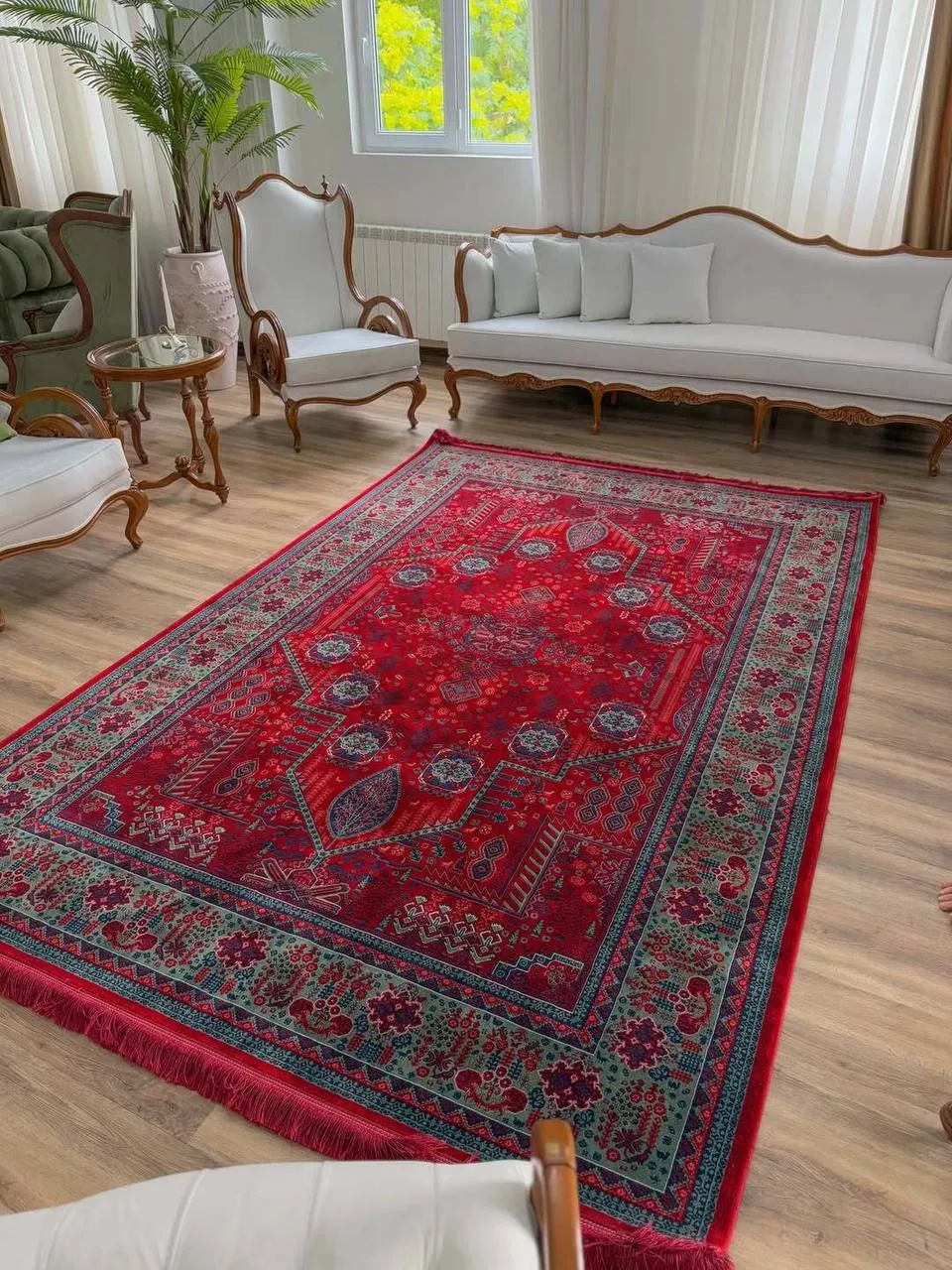 فرش لاکی سبز طرح درختی