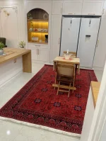 فرش لاکی قرمز طرح آریا مناسب دکوراسیون مدرن