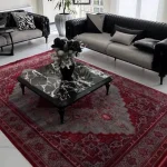 فرش آترین قرمز طوسی تهران آوانگارد ۱۲۰۰ شانه تراکم ۳۶۰۰