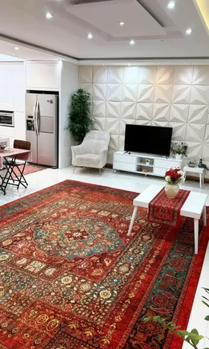 فرش ۱۲۰۰ شانه قجری لاکی سبز دیناز