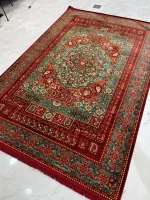 فرش لاکی سبز طرح قجری
