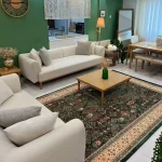 فرش ماشینی سبز کرم ۱۲۰۰ شانه