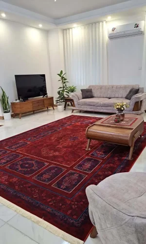 فرش لاکی طرح دستبافت کتیبه ۱۲۰۰ شانه تهران آوانگارد
