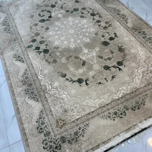 فرش کرم سبز ۱۲۰۰ شانه کاسپین